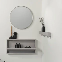 Redin Design Schoenenkasten|Schoenenkasten|Schoenenkastje industrieel Pippen (1 lade) – Taupe metaal