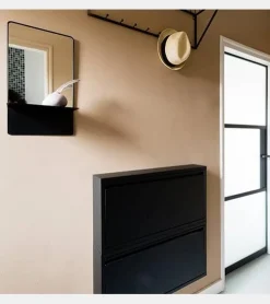 Redin Design Schoenenkasten|Schoenenkasten|Schoenenkastje industrieel Pippen (1 lade) – Zwart metaal