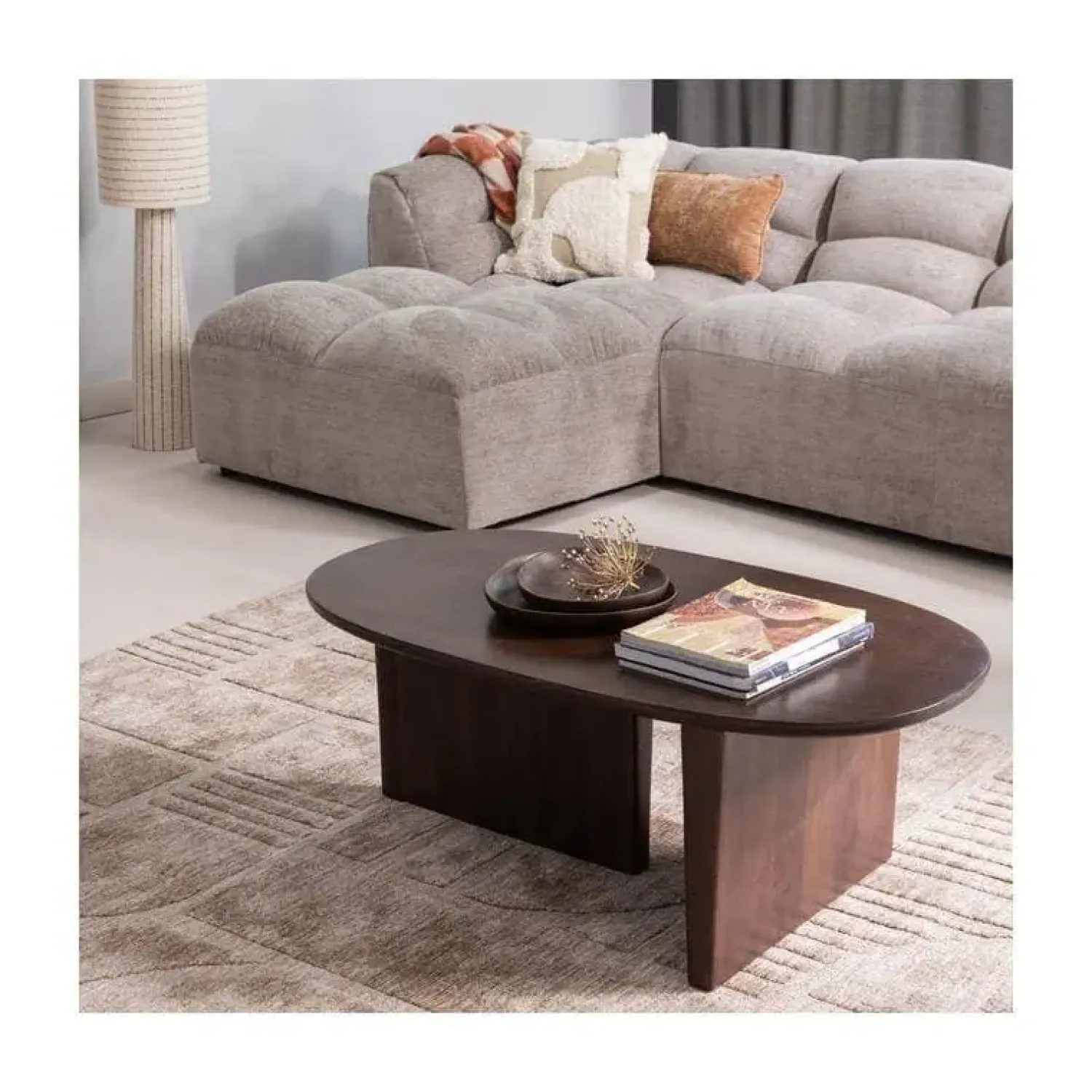WOOOD Salontafels|Seam Salontafel ovaal Mangohout Donkerbruin 110cm