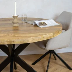 Furndea Eettafels|Senna eettafel industrieel rond mangohout 130cm