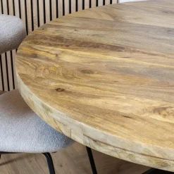 Furndea Eettafels|Senna eettafel industrieel rond mangohout 130cm