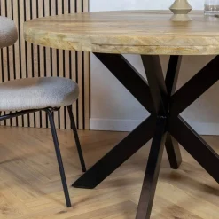 Furndea Eettafels|Senna eettafel industrieel rond mangohout 130cm