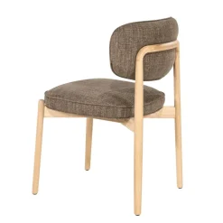 Eleonora Eetkamerstoelen|Serene Rune Eetkamerstoel Naturel hout - Bruine stof