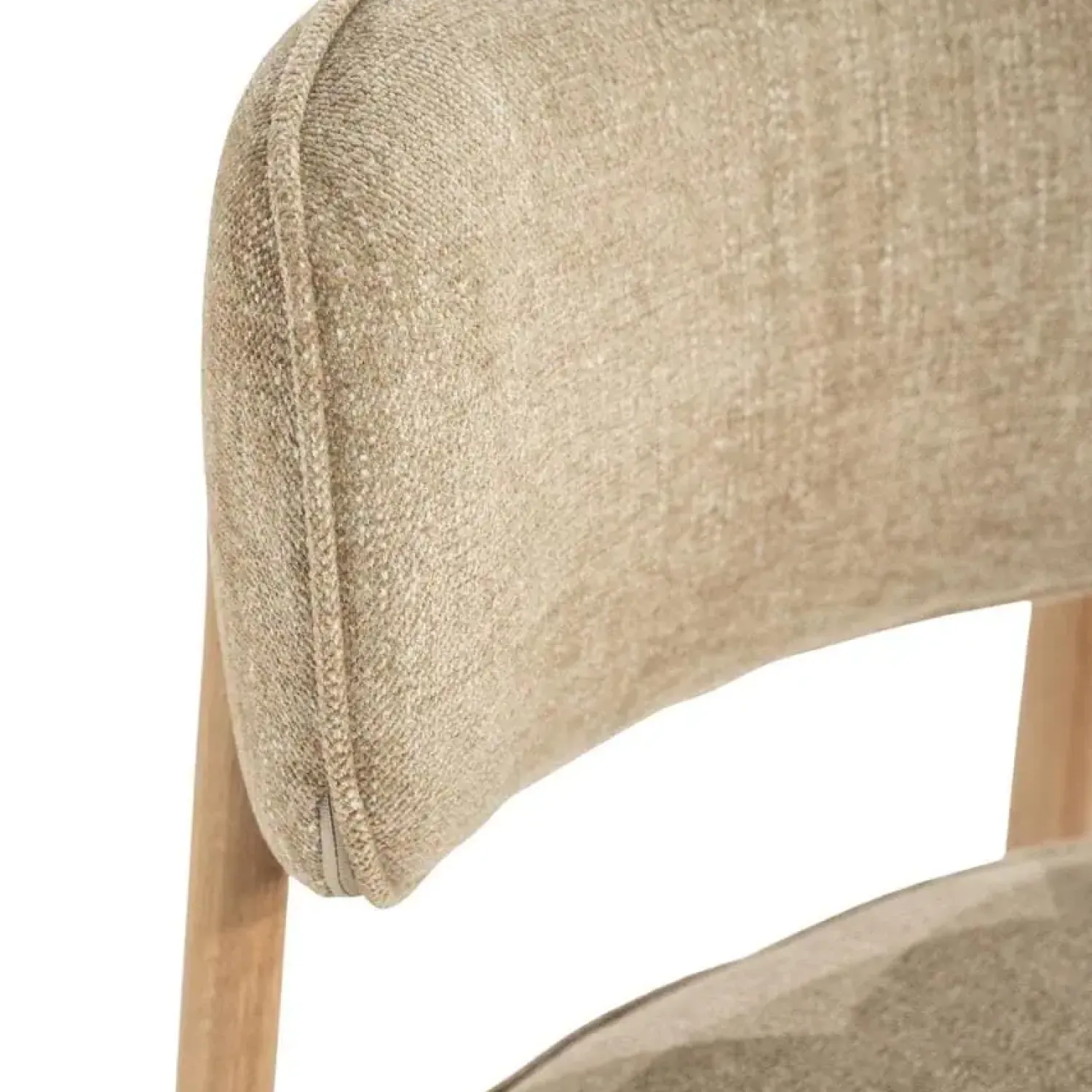 Eleonora Eetkamerstoelen|Serene Rune Eetkamerstoel Naturel hout - Taupe stof