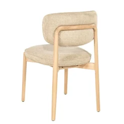 Eleonora Eetkamerstoelen|Serene Rune Eetkamerstoel Naturel hout - Taupe stof
