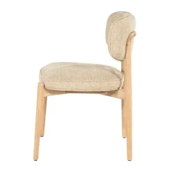 Eleonora Eetkamerstoelen|Serene Rune Eetkamerstoel Naturel hout - Taupe stof