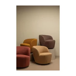 WOOOD Fauteuils|Serra Draaifauteuil Geweven Stof Curry Melange
