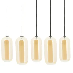 By Boo Hanglampen|Glazen Hanglamp|Shona 5-lichts Hanglamp amber