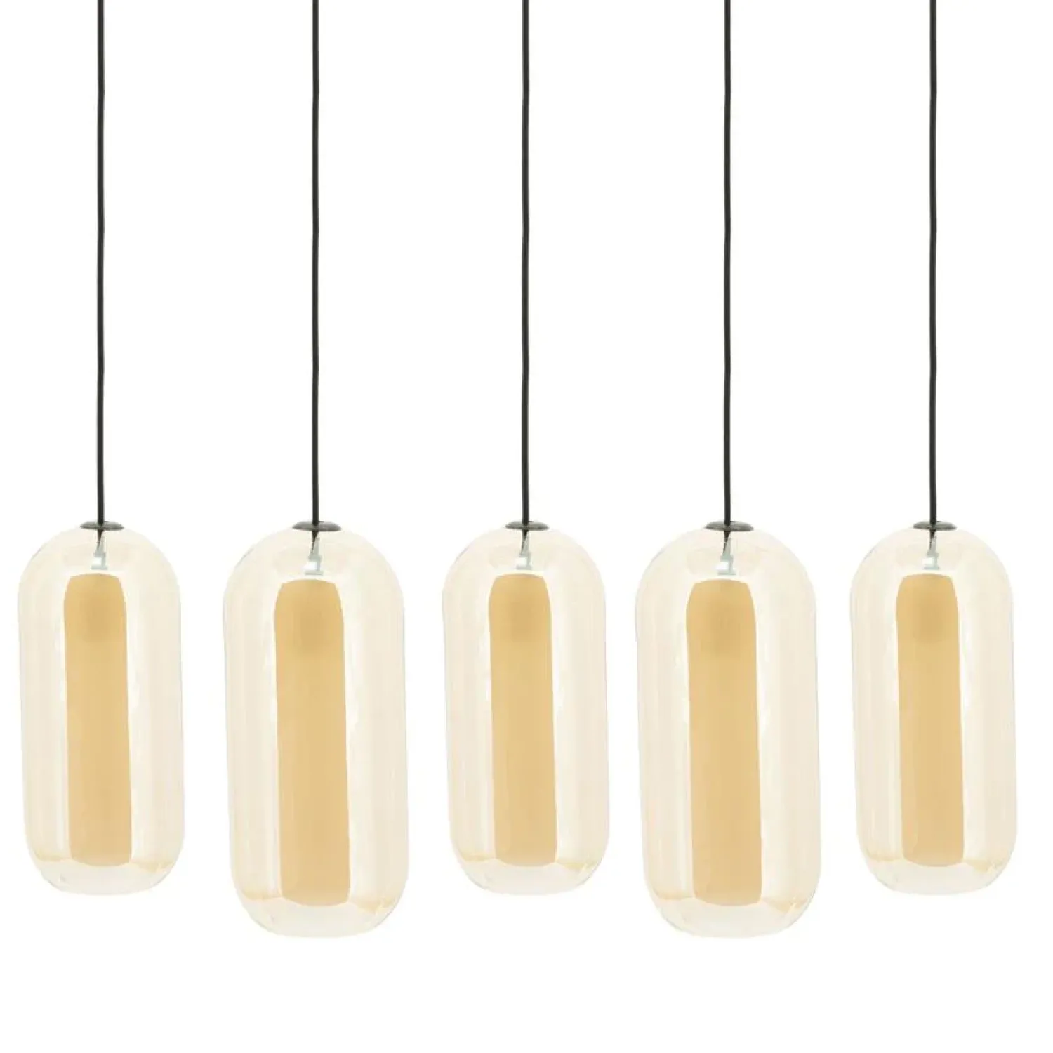 By Boo Hanglampen|Glazen Hanglamp|Shona 5-lichts Hanglamp amber