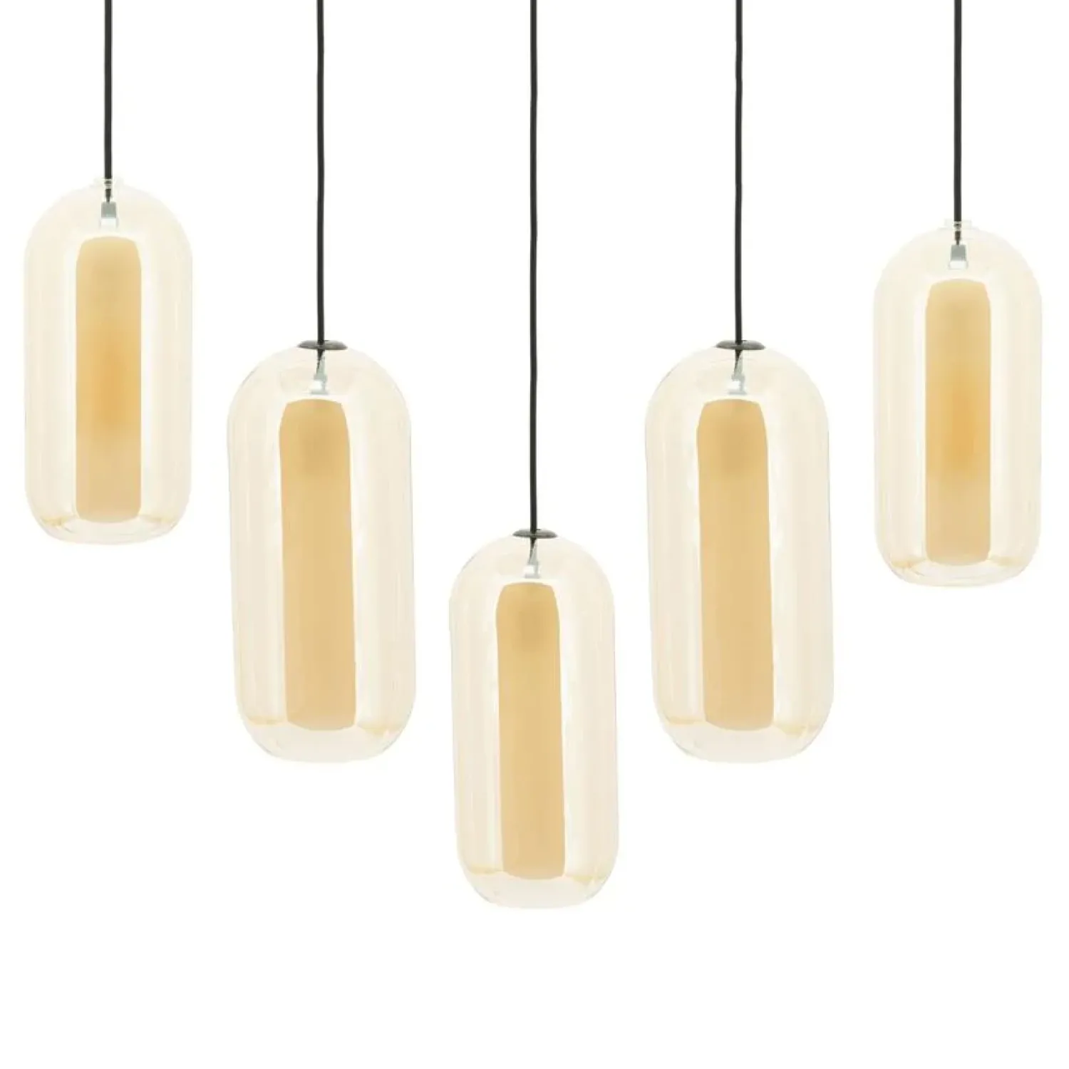 By Boo Hanglampen|Glazen Hanglamp|Shona 5-lichts Hanglamp amber