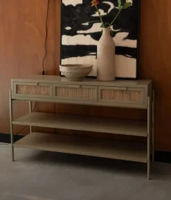 Dutchbone Sidetables|Sidetable Yasu Rotan Beige 120cm