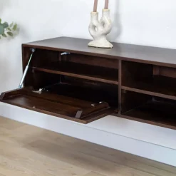 Vane Living Industriele Kasten|Tv Meubels|Sigge Zwevend Tv meubel walnoot 200cm