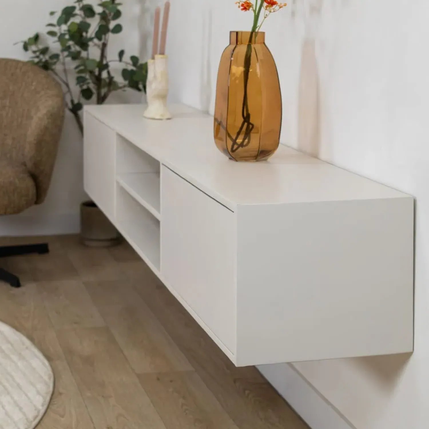 Vane Living Industriele Kasten|Tv Meubels|Sigge Zwevend Tv meubel zand 200cm