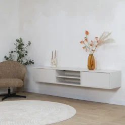 Vane Living Industriele Kasten|Tv Meubels|Sigge Zwevend Tv meubel zand 200cm