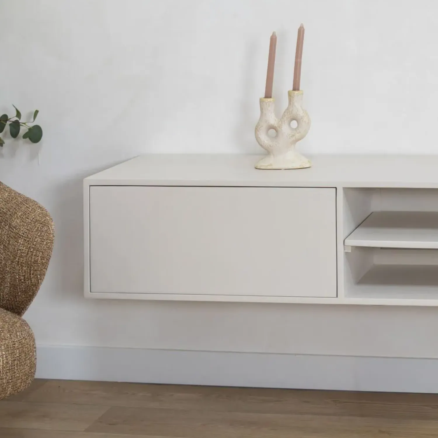 Vane Living Industriele Kasten|Tv Meubels|Sigge Zwevend Tv meubel zand 200cm
