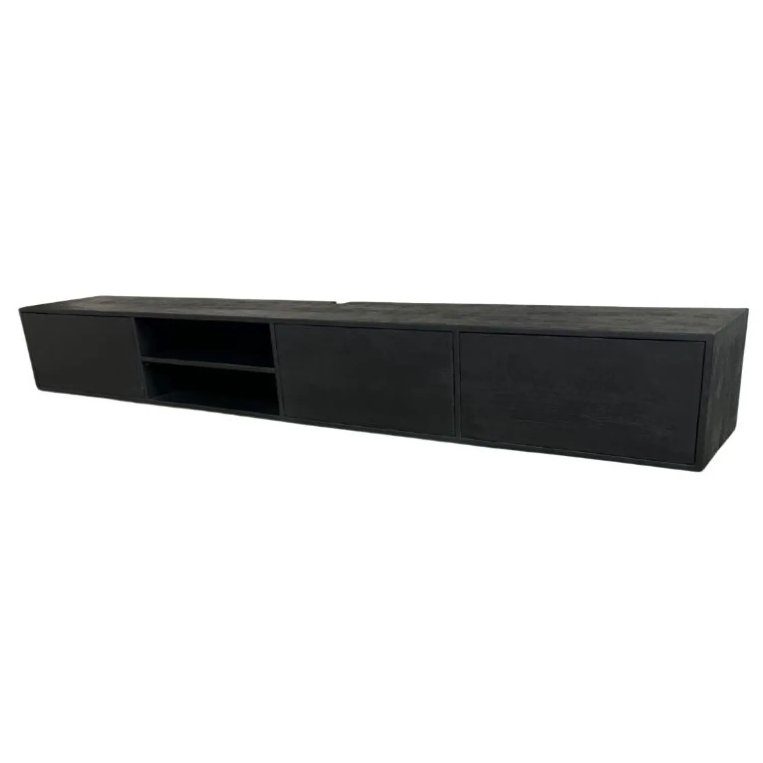 Vane Living Industriele Kasten|Tv Meubels|Sigge Zwevend Tv meubel zwart 240cm