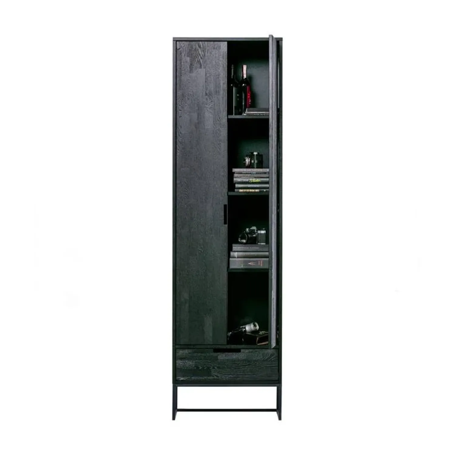 WOOOD Wandkasten|Industriele Kasten|Silas Hoge Wandkast Essen Blacknight 60cm