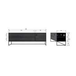 WOOOD Industriele Kasten|Tv Meubels|Silas TV Meubel 180 cm Essen Blacknight 180cm