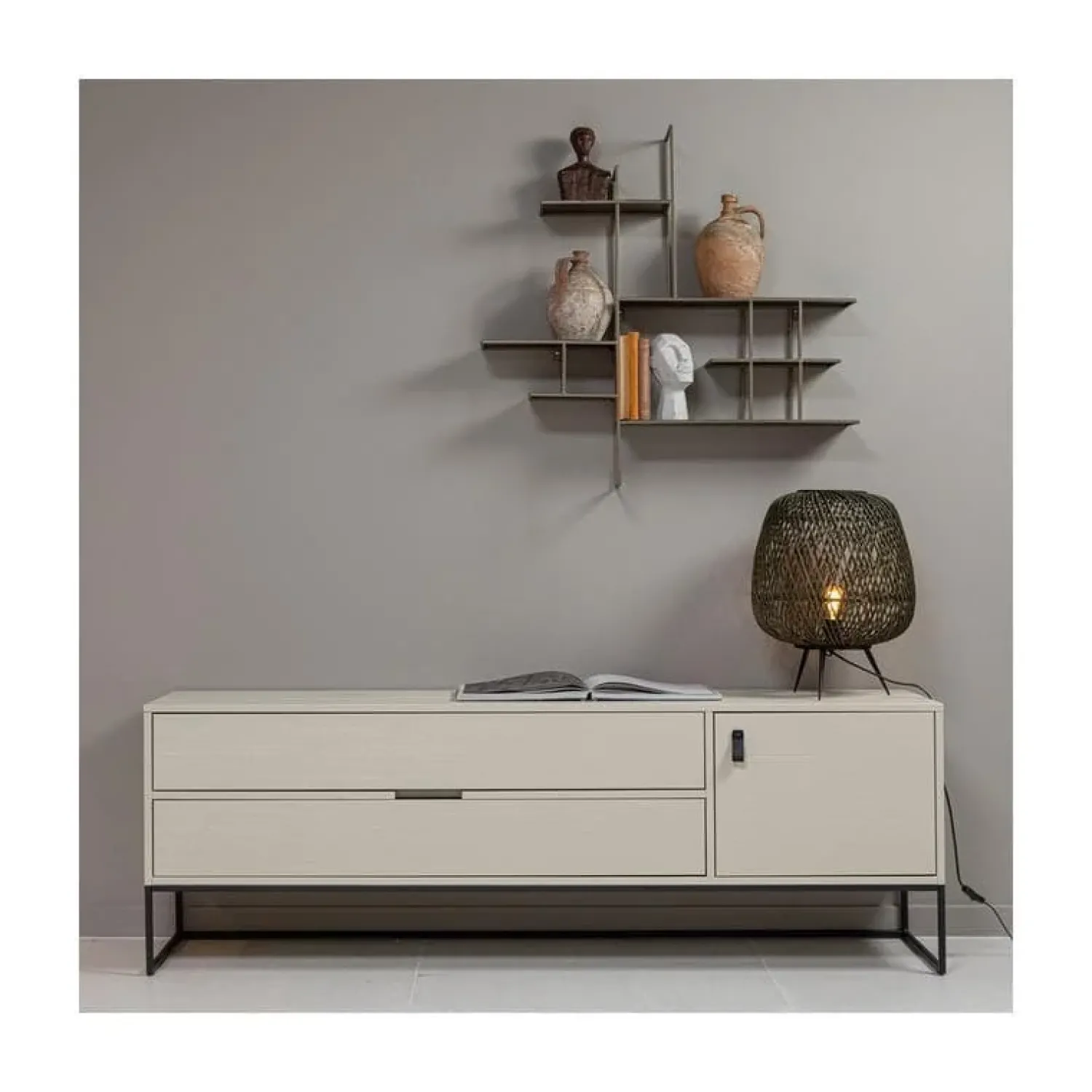 WOOOD Industriele Kasten|Tv Meubels|Silas TV Meubel 180 cm Grenen Dust 180cm