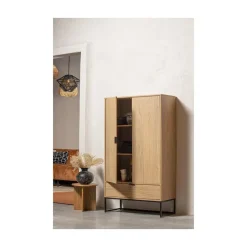 WOOOD Wandkasten|Industriele Kasten|Silas Wandkast 2-Deurs Eiken Decor 85cm