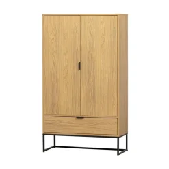 WOOOD Wandkasten|Industriele Kasten|Silas Wandkast 2-Deurs Eiken Decor 85cm