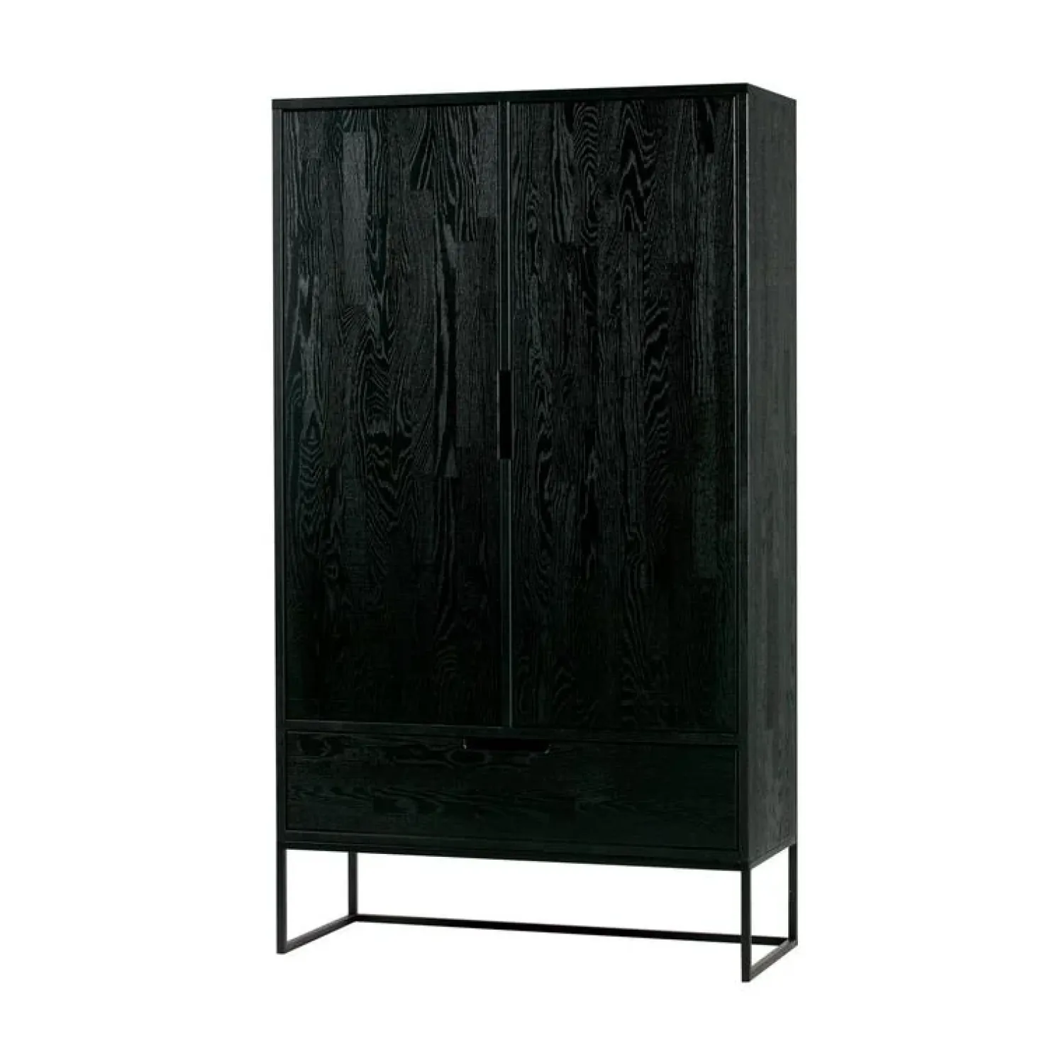 WOOOD Wandkasten|Industriele Kasten|Silas Wandkast 2-Deurs Essen Blacknight 85cm