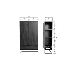 WOOOD Wandkasten|Industriele Kasten|Silas Wandkast 2-Deurs Essen Blacknight 85cm
