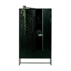 WOOOD Wandkasten|Industriele Kasten|Silas Wandkast 2-Deurs Essen Blacknight 85cm
