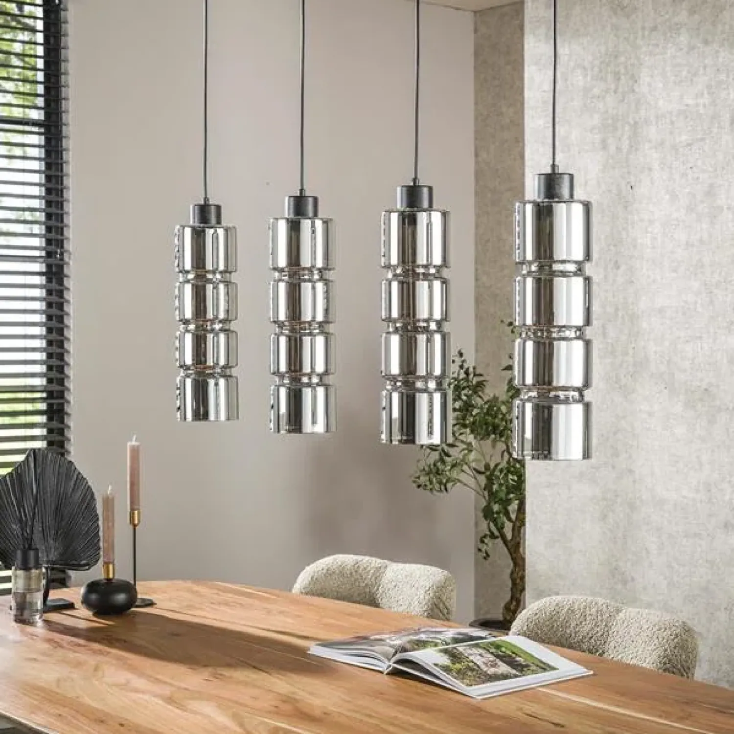 Kalfort Hanglampen|Glazen Hanglamp|Silvio 4-lichts Hanglamp Glas