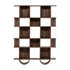 WOOOD Boekenkasten|Industriele Kasten|Sinne Boekenkast Mangohout Walnoot 130cm