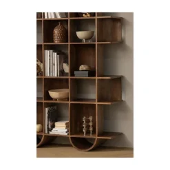 WOOOD Boekenkasten|Industriele Kasten|Sinne Boekenkast Mangohout Walnoot 130cm