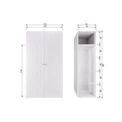 WOOOD Industriele Kasten|Kledingkasten|Sipke Kledingkast Grenen Wit 110cm