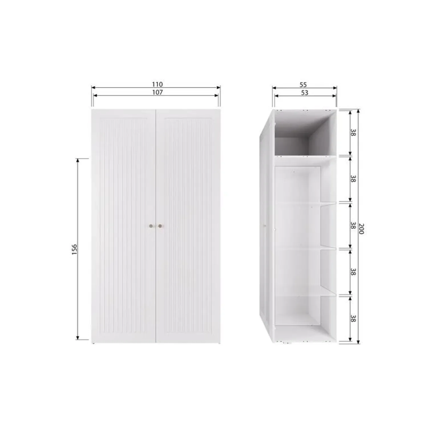 WOOOD Industriele Kasten|Kledingkasten|Sipke Kledingkast Grenen Wit 110cm
