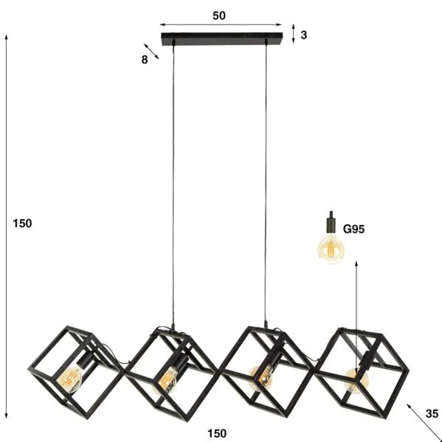 Kalfort Hanglampen|Skye 4-lichts Hanglamp Metaal