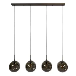 Kalfort Hanglampen|Glazen Hanglamp|Solaro 4-lichts Hanglamp Bruin glas