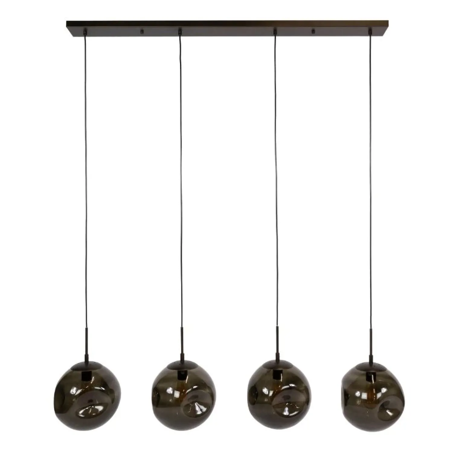 Kalfort Hanglampen|Glazen Hanglamp|Solaro 4-lichts Hanglamp Bruin glas