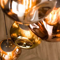 Kalfort Hanglampen|Glazen Hanglamp|Solaro 7-lichts Hanglamp rond getrapt industrieel