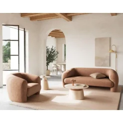 Nordhavn Salontafels|Solvani Salontafel hoog Rond Keramiek Lichtbeige 45cm