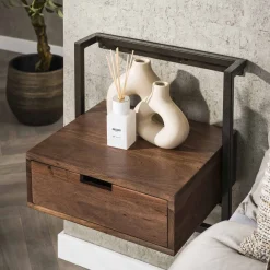 Kalfort Nachtkastjes|Industriele Kasten|Sonic Nachtkastje Acaciahout bruin 44cm