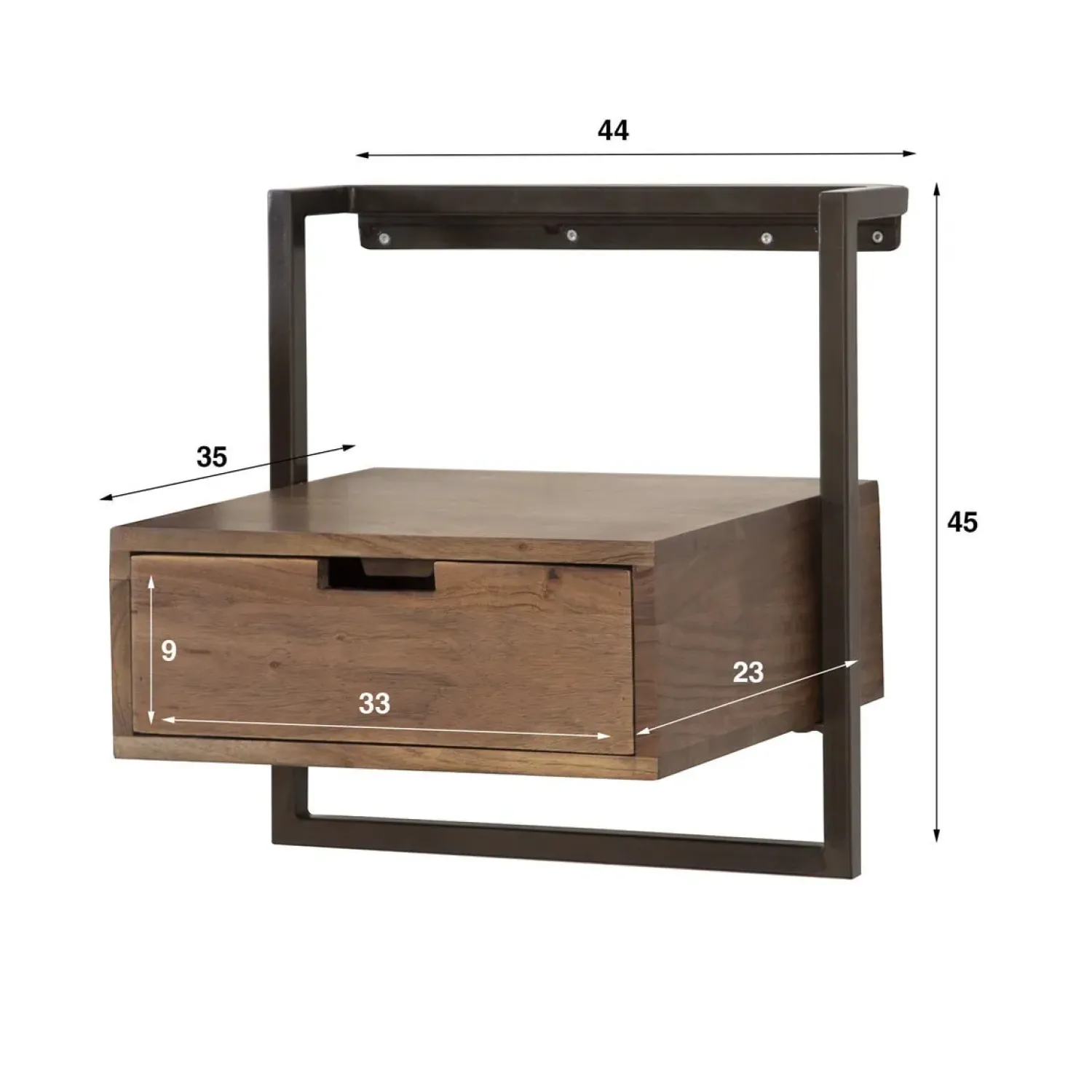 Kalfort Nachtkastjes|Industriele Kasten|Sonic Nachtkastje Acaciahout bruin 44cm