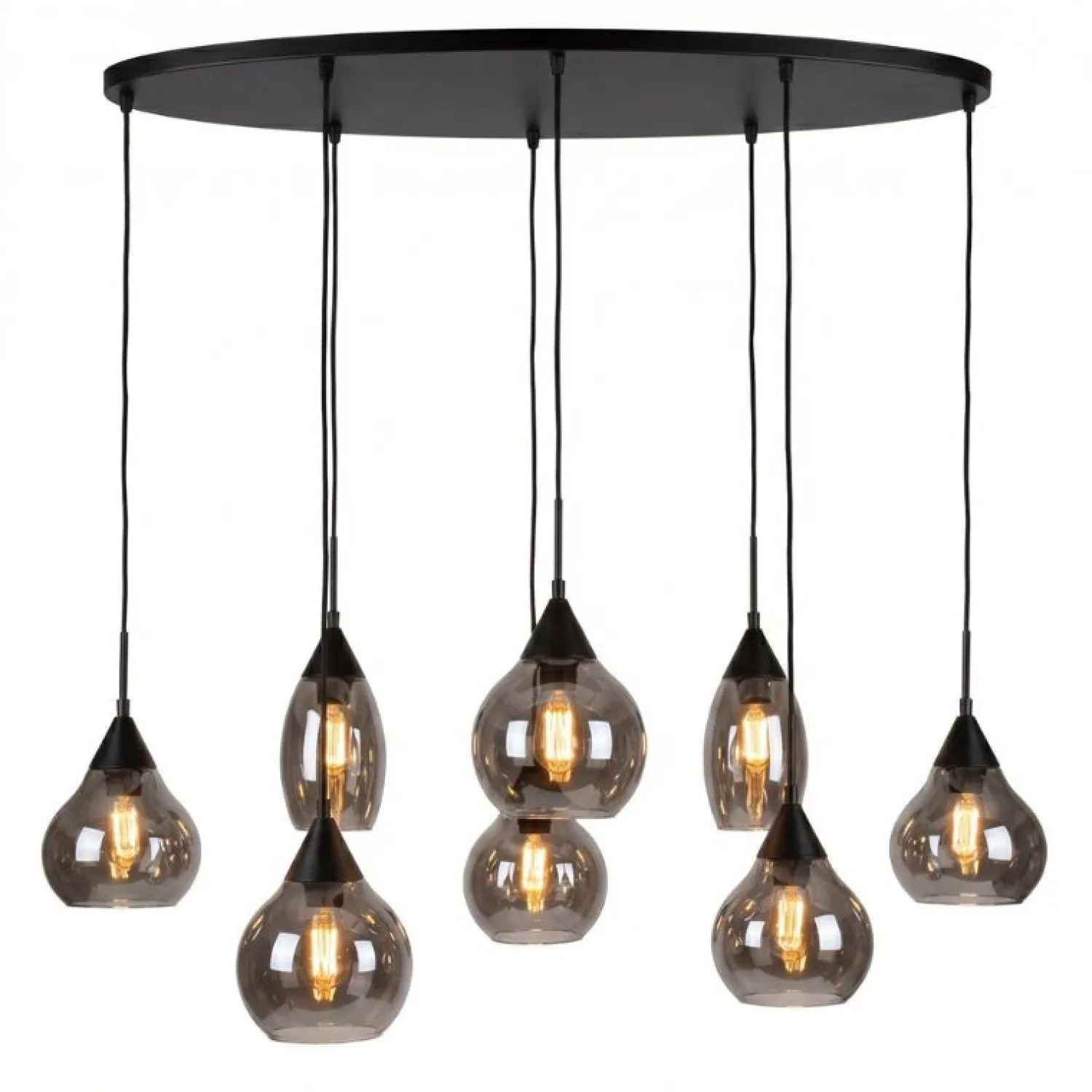 Kalfort Hanglampen|Glazen Hanglamp|Spix Hanglamp 8-lichts ovaal smoke glas