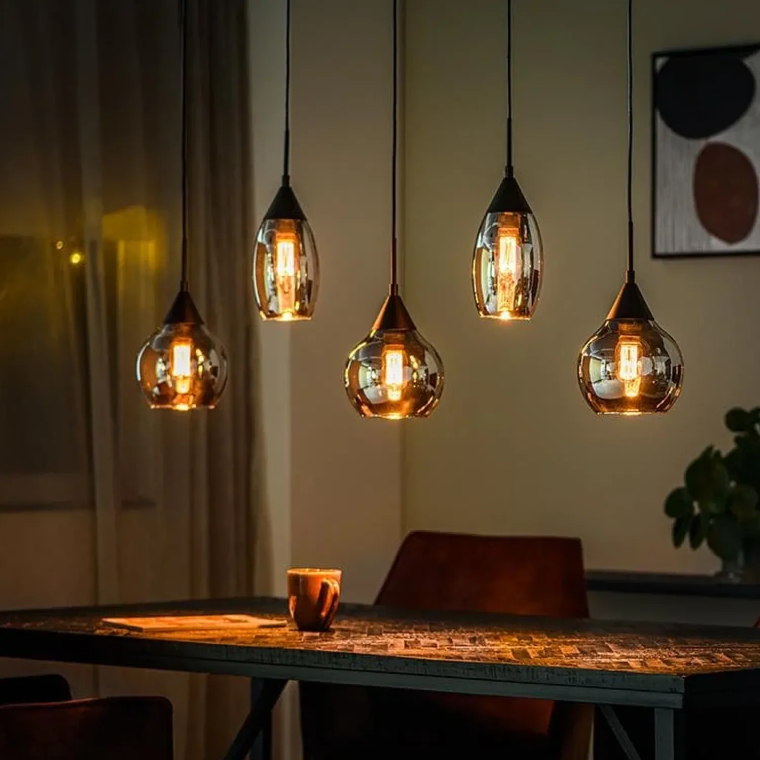 Kalfort Hanglampen|Glazen Hanglamp|Spix Hanglamp 5-lichts smoke glas