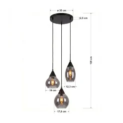Kalfort Hanglampen|Glazen Hanglamp|Spix Hanglamp 3-lichts smoke glas