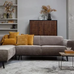 WOOOD Hoekbanken|Statement Hoekbank Links Ribstof Taupe