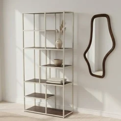 Mysons Vakkenkasten|Industriele Kasten|Stella Vakkenkast open Walnoot 84cm