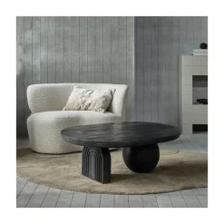 WOOOD Salontafels|Steppe Salontafel Mangohout Zwart 110cm