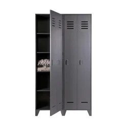 WOOOD Lockerkasten|Industriele Kasten|Stijn Lockerkast 2-Deurs Steel Grey 103cm