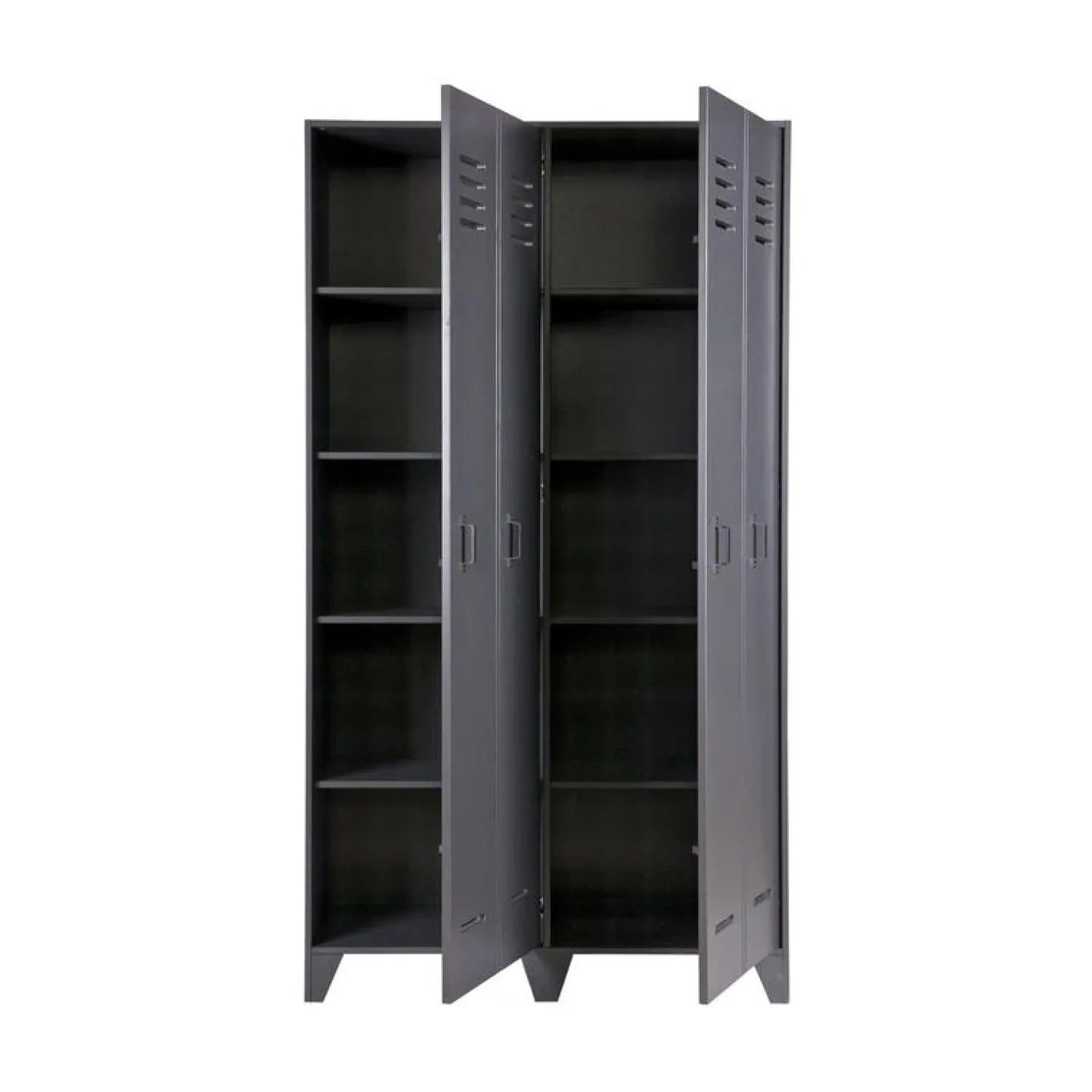 WOOOD Lockerkasten|Industriele Kasten|Stijn Lockerkast 2-Deurs Steel Grey 103cm
