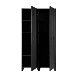 WOOOD Lockerkasten|Industriele Kasten|Stijn Lockerkast 2-Deurs Zwart 103cm