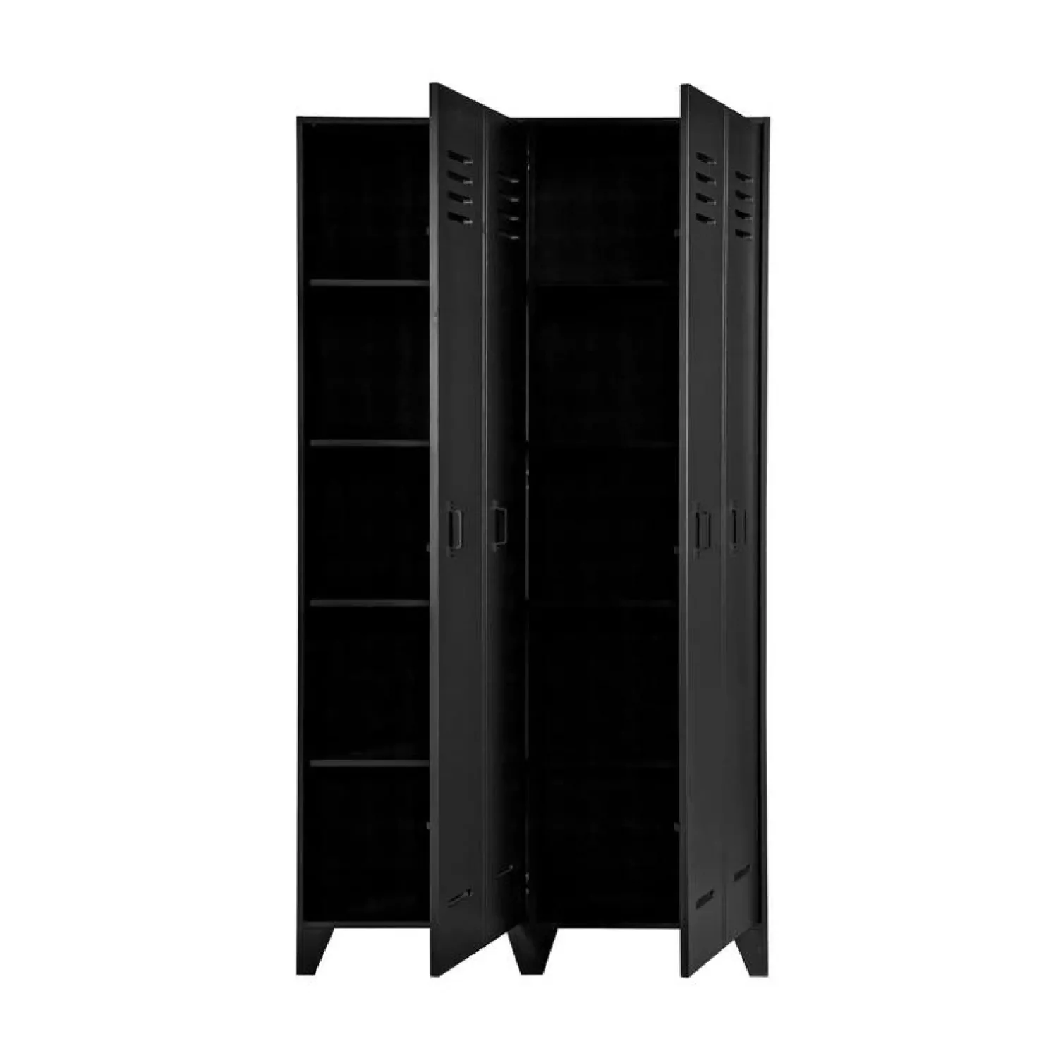 WOOOD Lockerkasten|Industriele Kasten|Stijn Lockerkast 2-Deurs Zwart 103cm